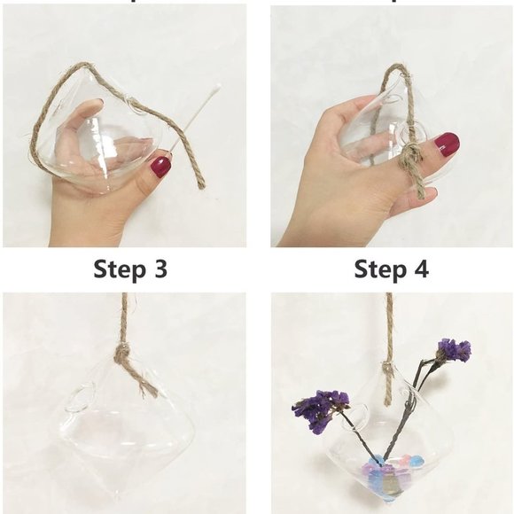 Anthropologie 3 Pcs Glass Plant Pots Planters Hang - Picture 7 of 8